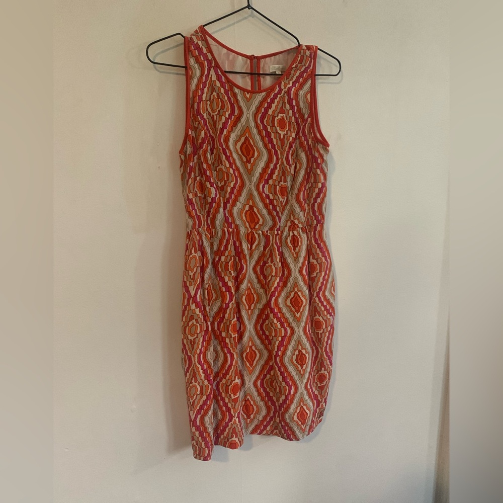 Shoshanna Orange & Pink Geometric Sheath Dress